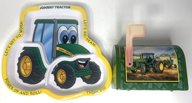 JOHNNY DEERE PLATE MINI MAILBOX COLLECTIBLE COMBO SET LOT