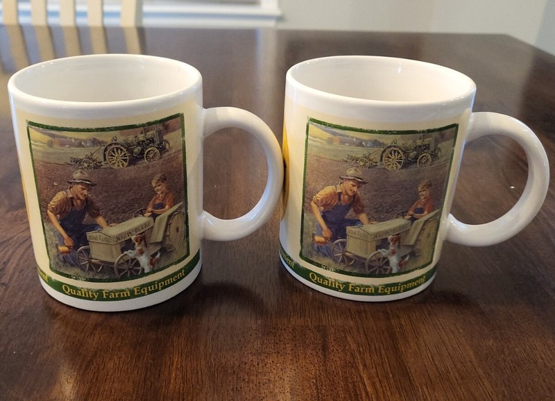 2 John Deere Coffee Mugs Cup # 31051 Houston Harvest 2005 Collector Series Mug