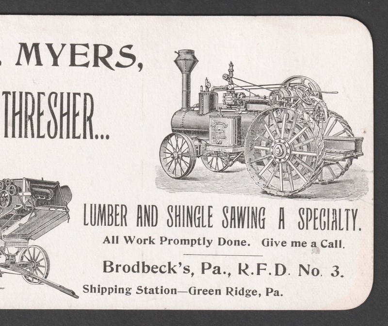Antique Frick Tractor Steam Traction Engine Myers Grain Thresher Farm Trade Card gallery