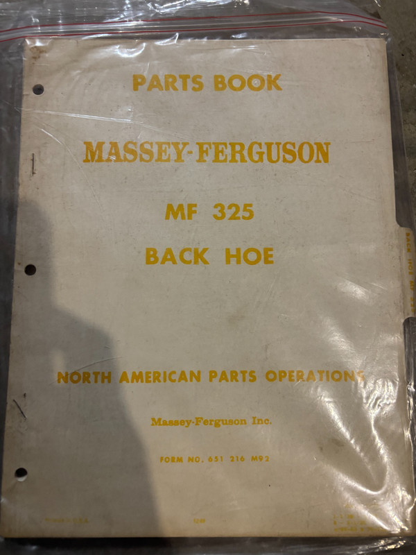 Massey Ferguson 325 Backhoe Parts Book Manual MWPA26