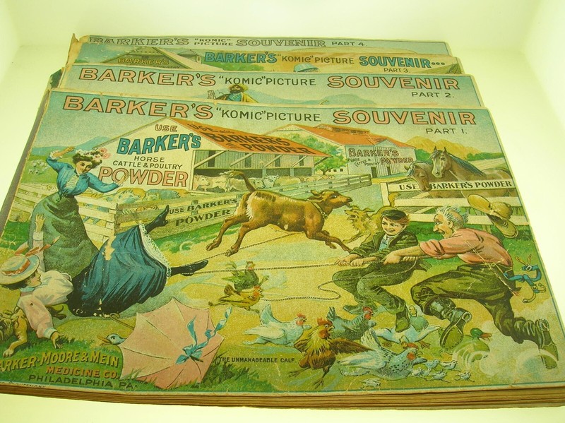 C. 1900 BARKER'S KOMIC PICTURE SOUVENIR PART 1,2,3 AND 4 - BLACK AMERICAN - B/O