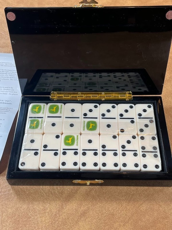 John Deere Advertising Promotional Domino Set Vintage Black Lacquer Box