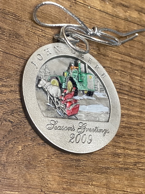 John Deere 8010 Tractor 2009 Seasons Greetings Pewter Christmas Ornament No 14 gallery