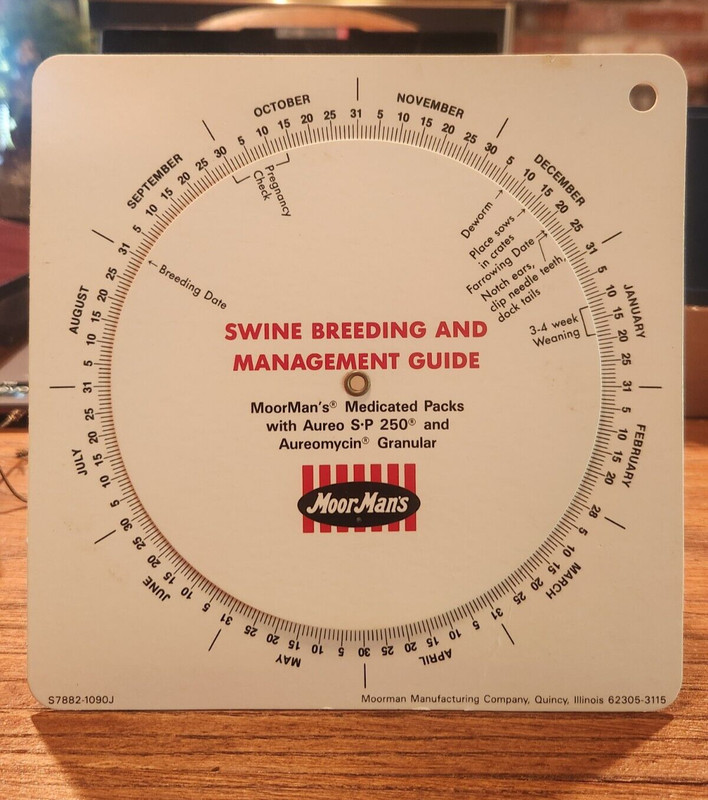 Vintage MoorMans SWINE Breeding and Management GUIDE S7882-1090J Quincy Illinois