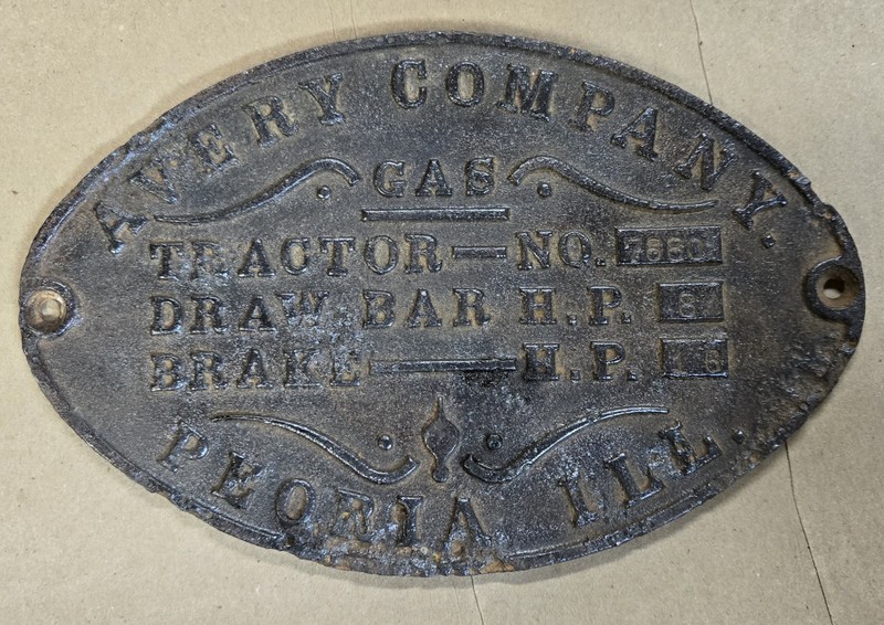 Rare Antique Avery Tractor Builders Plate Cast Iron Farm Sign Peoria ILL