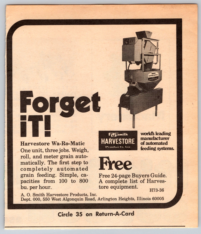 1973 Print Ad A.O.Smith Harvestore Products Arlington Heights ILL Wa-Ro-Matic