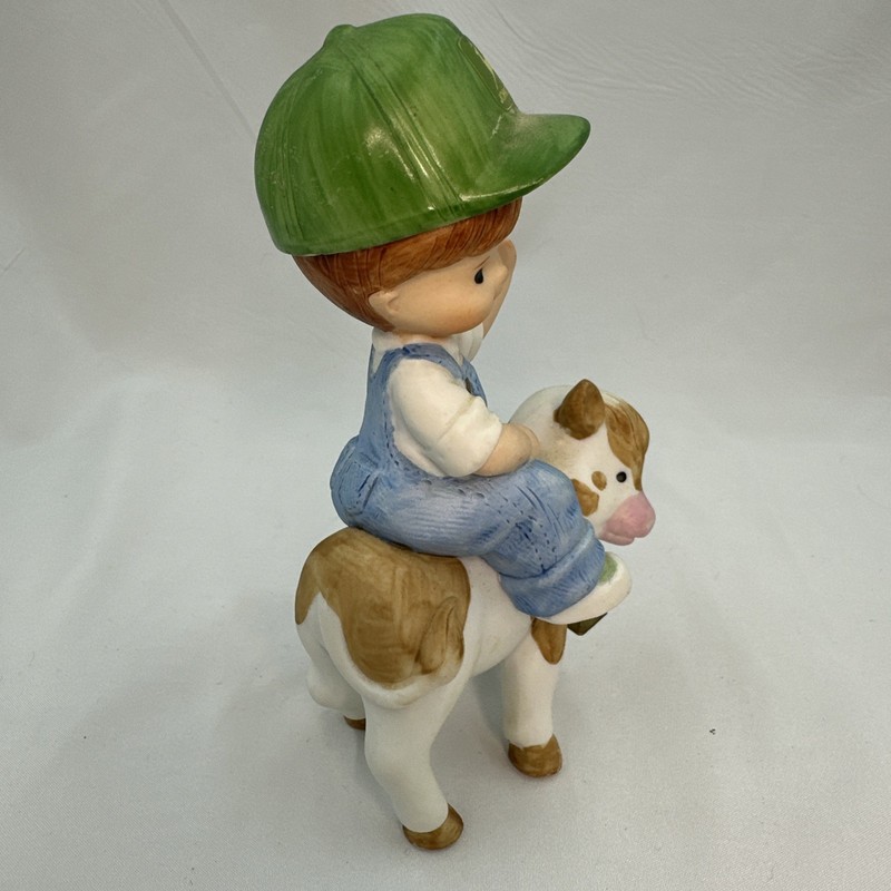 1999 Deere & Company Licensed 5" Figures Boy On Cow John Deere Bell Rings gallery