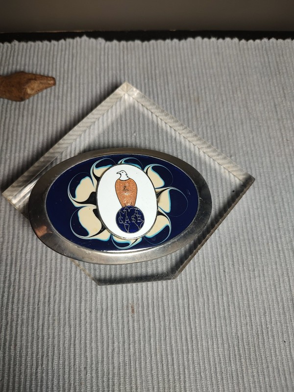 Case Colored Blue & WhiteBelt Buckle with Eagle Silvertone 3.5" gallery