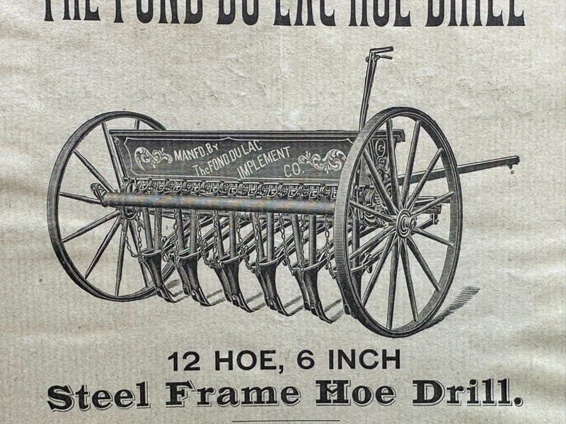 1880s FOND Du LAC HOE DRILL Farm Implement Advertising Flyer Wisconsin gallery