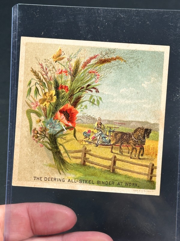 1800’s McCormick Deering Binder Tractor Victorian Trade card Blaine Pratt KS