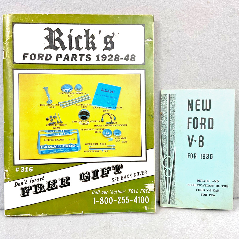 Ricks Ford Parts 1928-48 Catalog & New Ford V-8 for 1936 Details & Specs Vintage