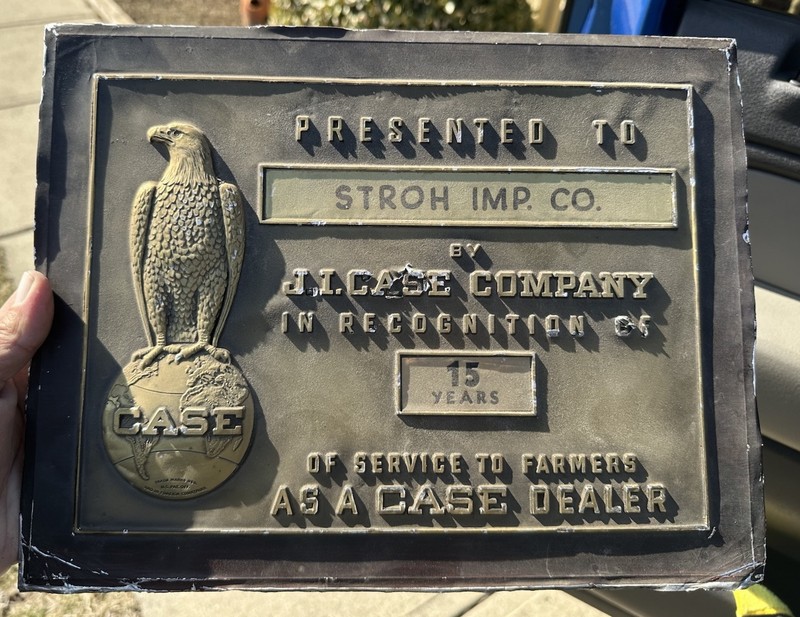 Vintage JI Case TRACTOR 15 Years DEALER Award METAL SIGN EAGLE GLOBE FARM Plaque