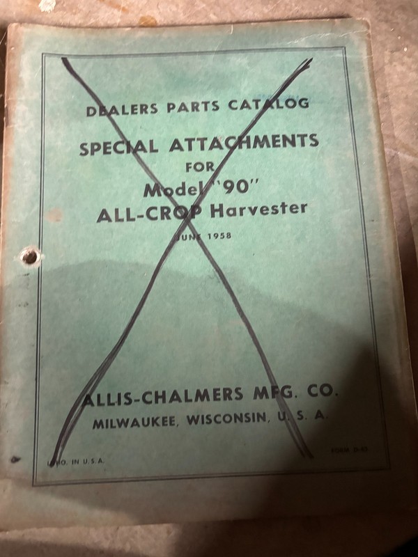Allis Chalmers Special Attachments For 90 Combine Parts Book Manual AMIL26