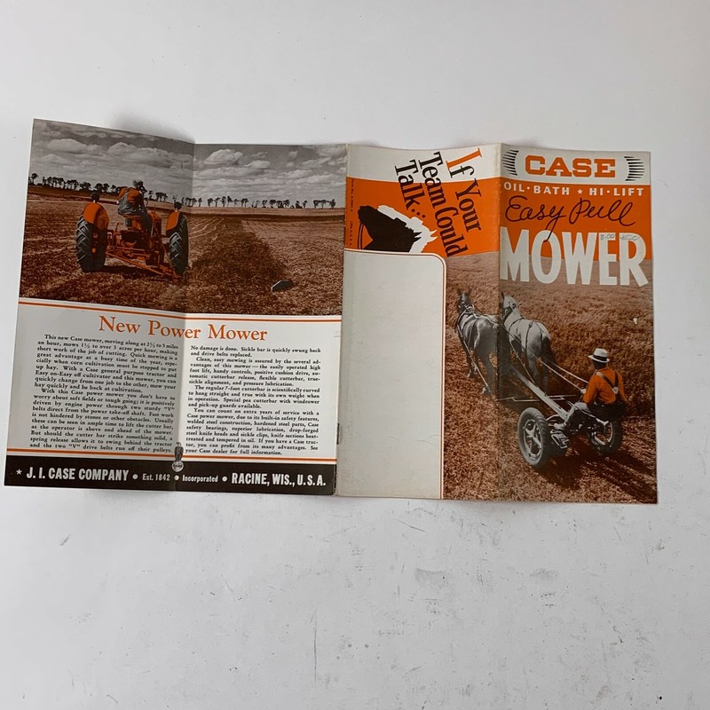 Case Company Advertising Brochure Easy Pull Hay Mower Manual Racine WI B-P gallery
