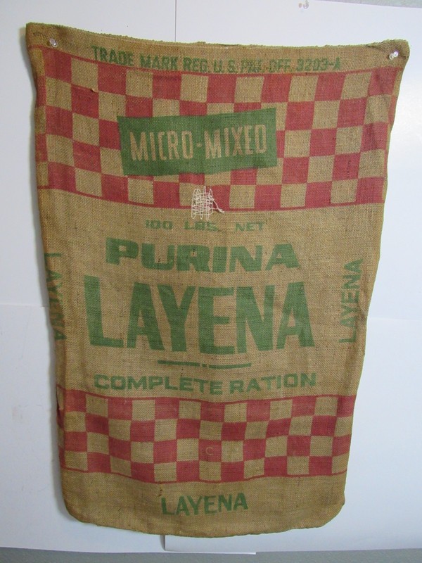 Rare Vintage Purina Layena Old Graphic Farm Feed 100LB Burlap Sack Bag #CL3-10 gallery