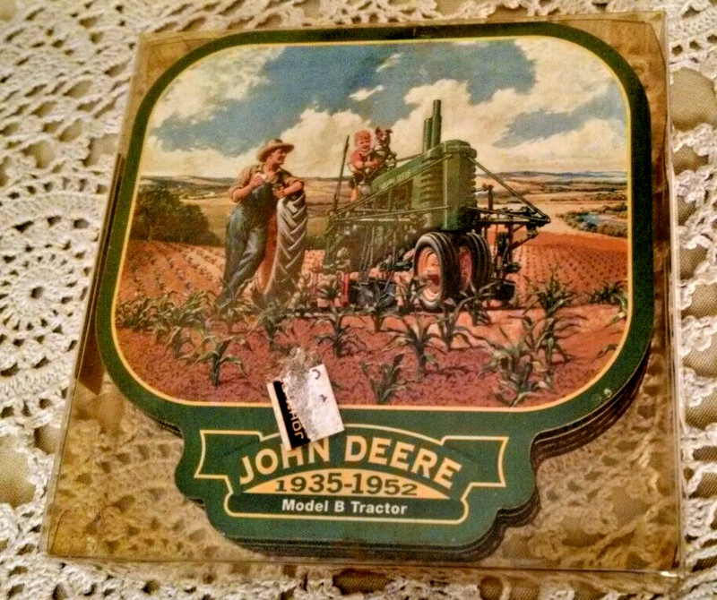 John Deere Tractor Coaster Set 4 New NOS 2000 Model A B Lunch Time V For Victory