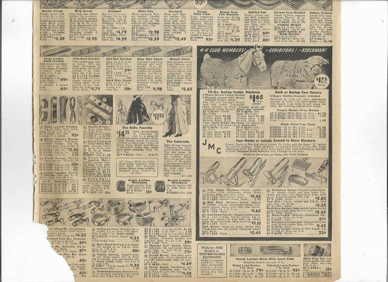 1938 Wards Catalog Ad Pages ENGLISH PARK SADDLE WESTERN BRIDLE PONY HORSE TANK gallery