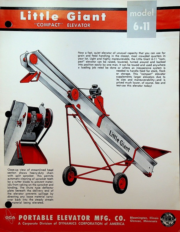 Little Giant Compact Grain Elevator Model 6-11 1961 Glencoe Mn Bloomington Il