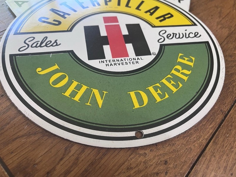 NICE PORCELAIN AUTHORIZED DEALER CATERPILLAR JOHN DEERE SIGN INTERNATIONAL HUB gallery