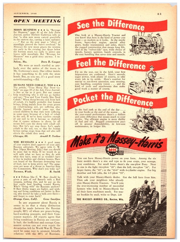 1948 Massey Harris Tractors – Original Print Advertisement (8in X 11in)