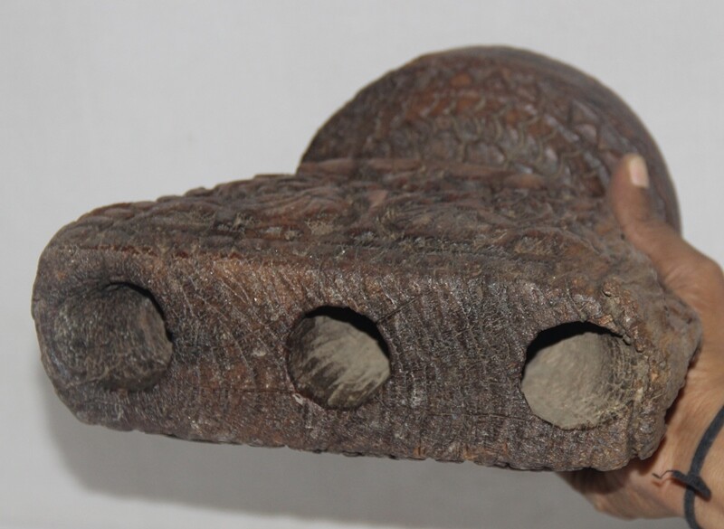 Antique Wooden Agricultulal Seed Spreader Bijni Original Old Hand Carved gallery