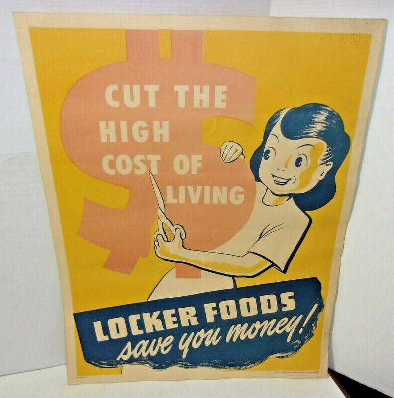 Old Butcher Shop Meat Locker Waupaca Weyauwega Wi 1951 vintage 19" Poster Sign