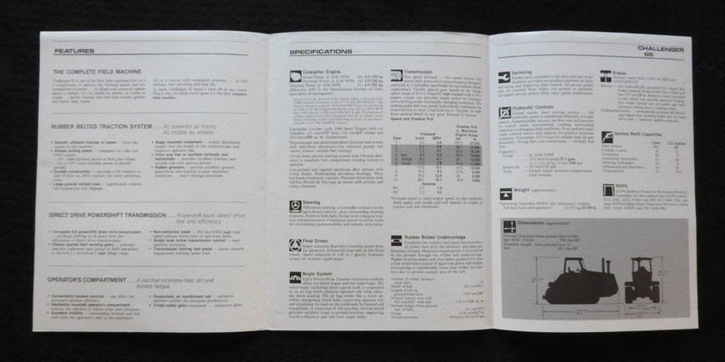 1986 CATERPILLAR "CHALLENGER 65 TRACK-TYPE AG TRACTOR" CATALOG SALES BROCHURE gallery