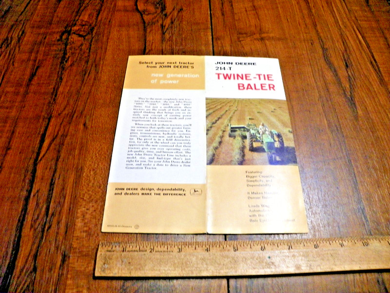 1960 JOHN DEERE 214-T Twine Tie Baler Brochure