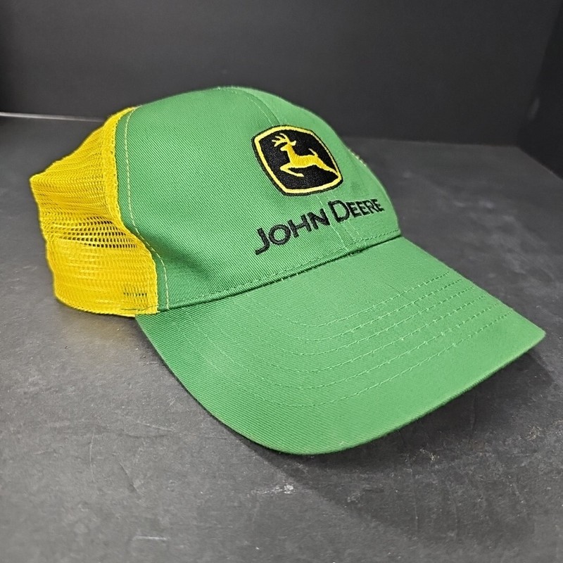 John Deere Cap Loop And Hook Green Yellow One Size Adjustable Hat