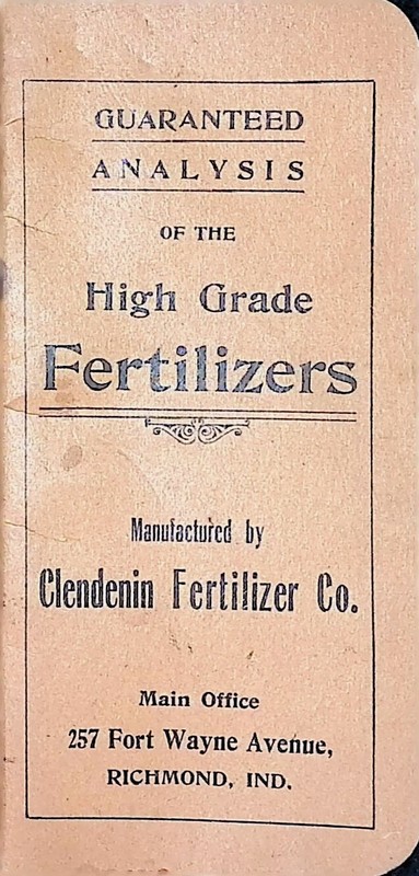 Clendenin Fertilizer Richmond Indiana Vtg Agriculture Pocket Notes Booklet