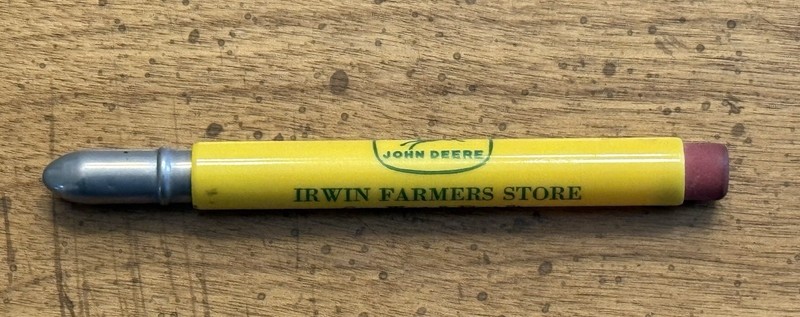 VINTAGE John Deere Irwin Farmers Store Madison Indiana Advertising Bullet Pencil
