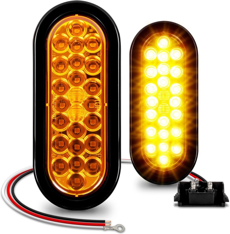 6 Inch Amber Oval LED Marine Trailer Tail Light Kit