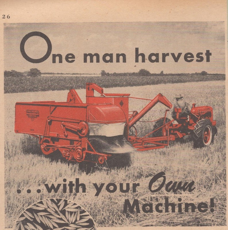 Allis Chalmers All Crop Harvester Vintage Farm Equipment Combines Print Ad 1946