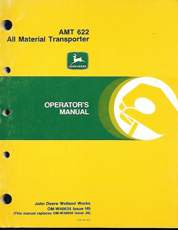 JOHN DEERE AMT 622 ALL MATERIAL TRANSPORTER OPERATORS MANUAL