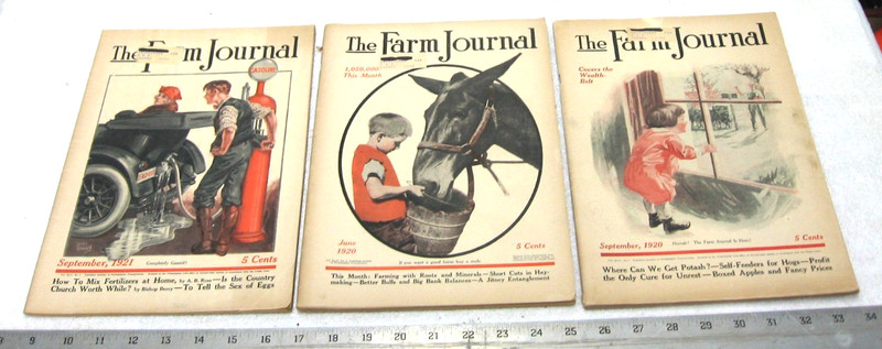3 VINTAGE 1920 1921 FARM JOURNAL COLLECTOR FARM MAGAZINE SUPER PHOTOS