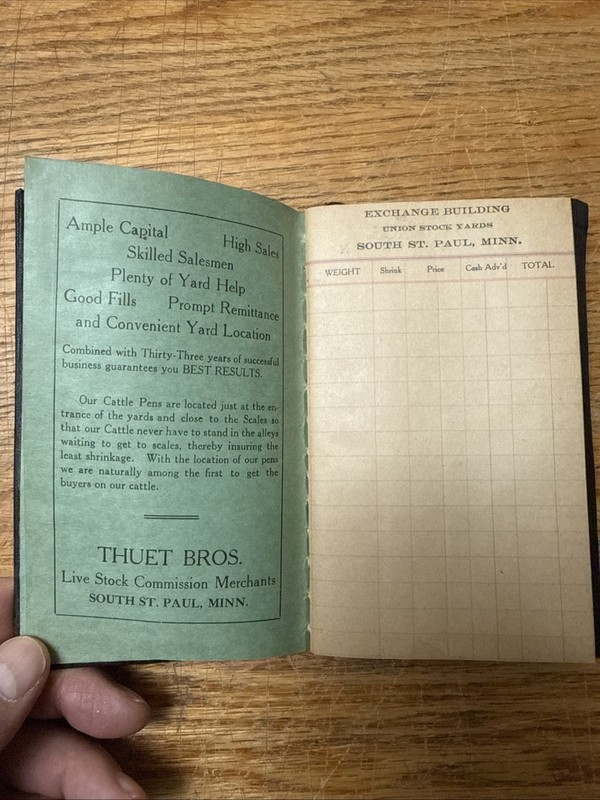 1920 Thuet Bros Live Stock Commission Notebook Complete St Paul Minnesota EUC gallery