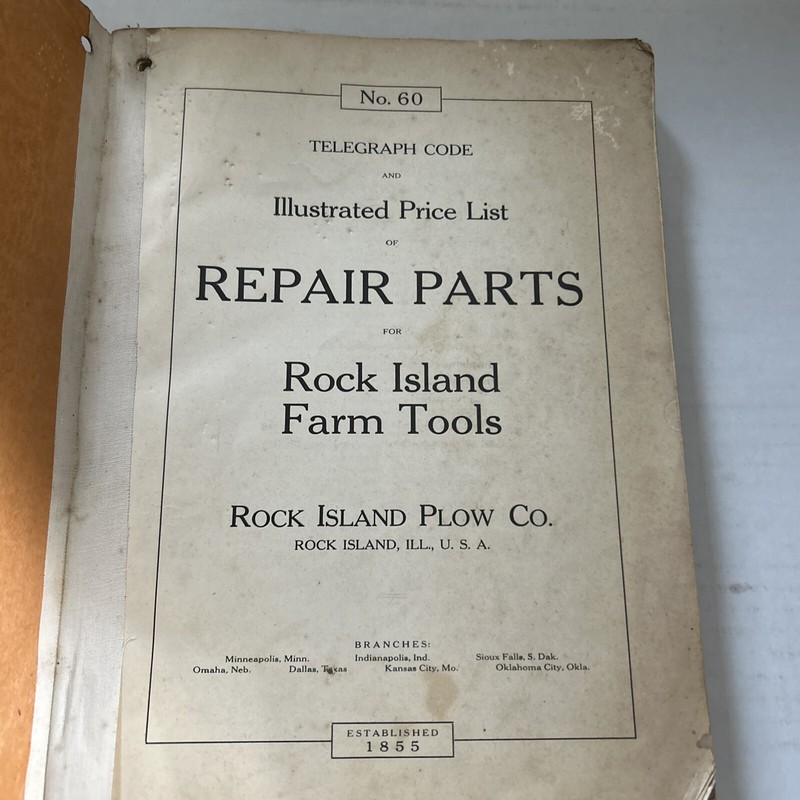 Vintage 1920 Rock Island Plow Repair Catalog No. 60 June 1920 gallery