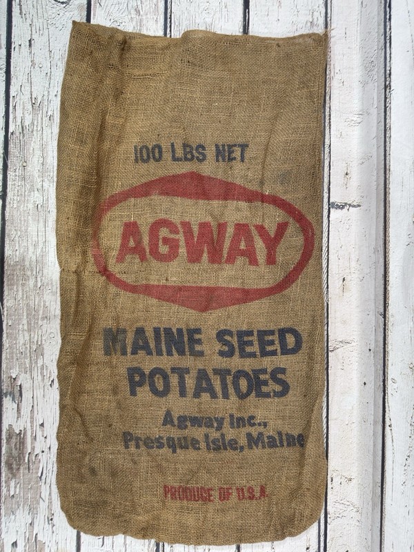 VTG Agway Maine Seed Potatoes Presque Isle Maine Burlap 100 Lb Bag Sack USA