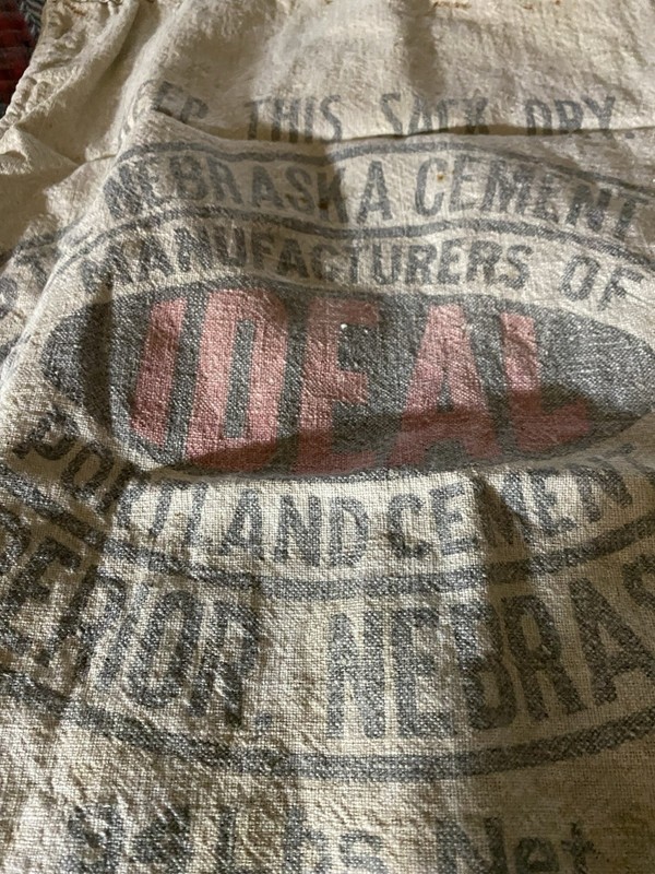 Vintage Cloth Sack/IDEAL/Nebraska Cement Co~Portland Cement~Superior~Very Cool