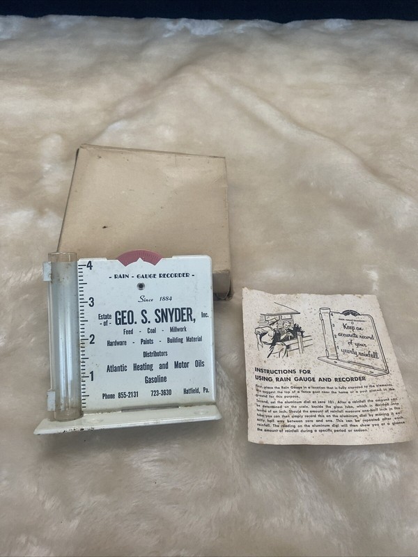 Vintage Geo. S Snyder Rain Gauge Feed Coal Millwork Hatfield Pa