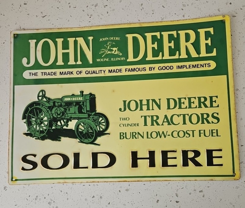 Vintage John Deere Enamel On Metal 15.5″x11 ” Sign 1995
