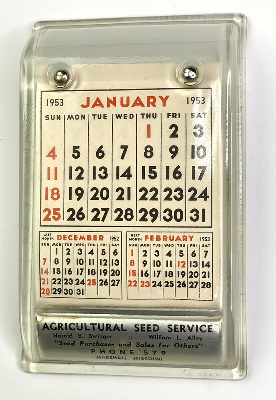 VINTAGE 1953 Agricultural Seed Service Five Year Calendar And Paper Weight