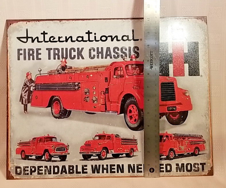 HI - International Harvester - Fire Truck Chassis Tin Metal Sign gallery
