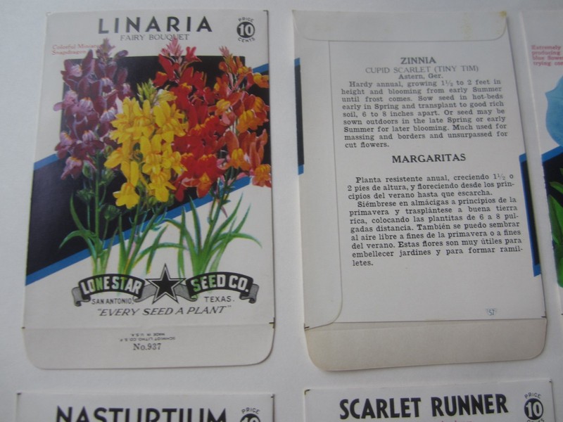 Lot of 12 Old Vintage 1950's - FLOWER SEED PACKETS - Lone Star - EMPTY gallery