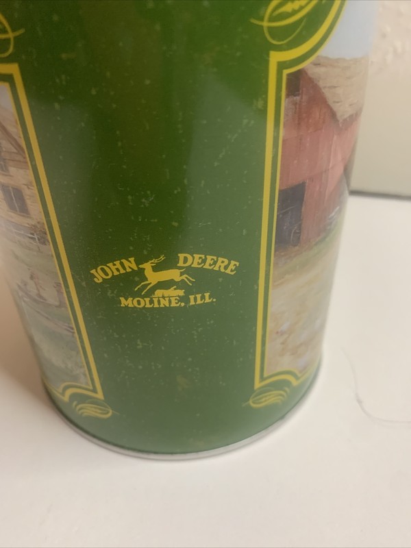 John Deere Milk Jug Can Metal Tin Green Yellow Farm Tractor Collectable Tractor gallery