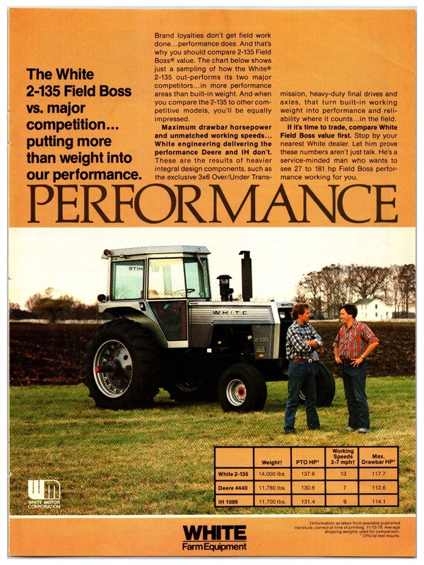 Vintage 1980 White 2-135 Tractor Original Print Ad (8in x 11in) Advertisement