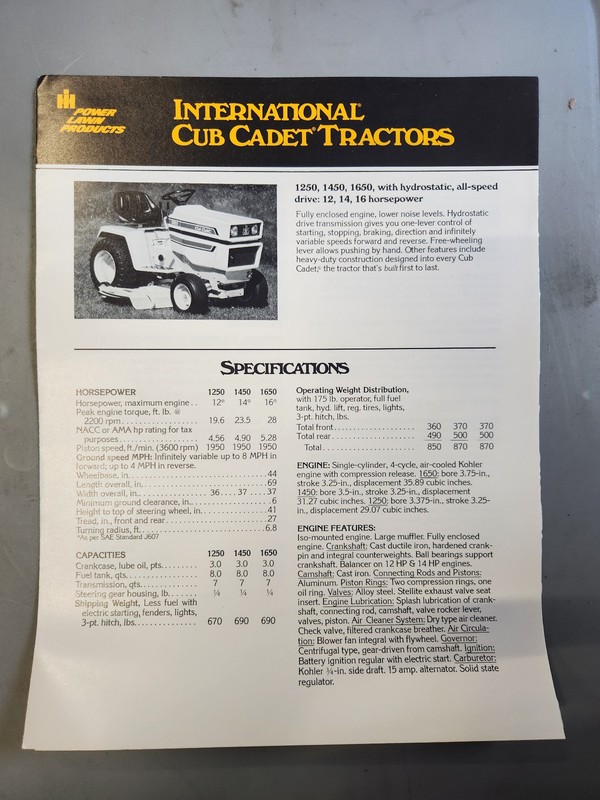 Cub Cadet Sales Brochures gallery