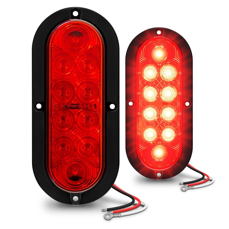 TRUE MODS 2pc 6 inch Red Oval LED Trailer Tail Light Kit [DOT FMVSS 108] [SAE…