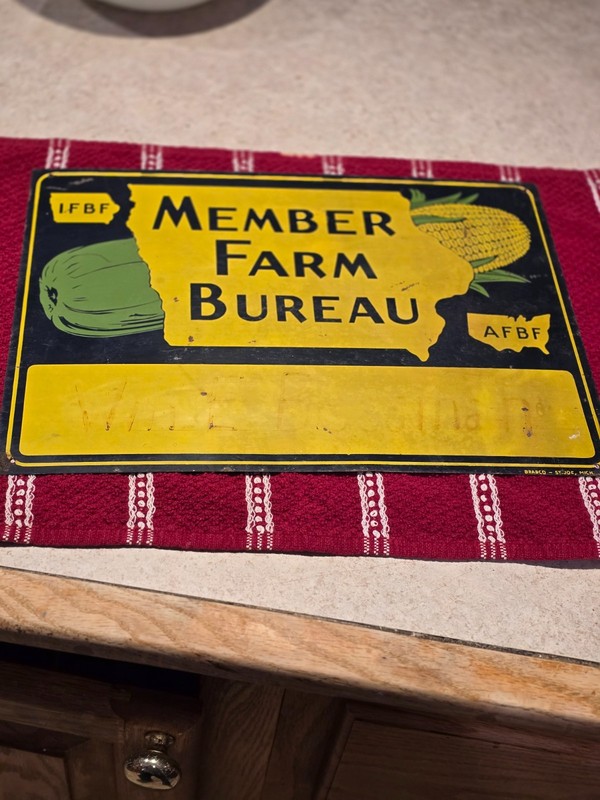 Vintage Iowa Member Farm Bureau Sign 14″ x 9.75″