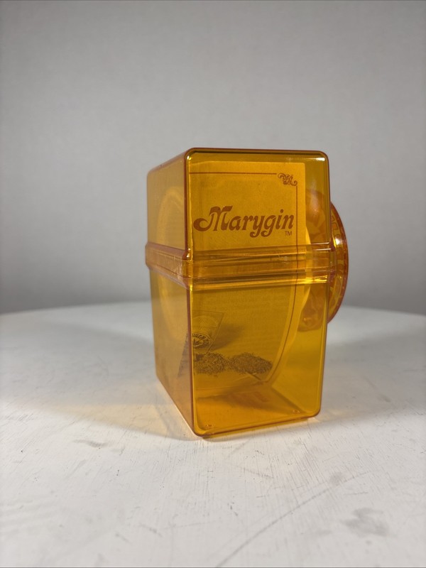 Vintage NEW NOS Mary Gin Tobacco Grinder Separator Headshop Ad Orange Amber 70s gallery